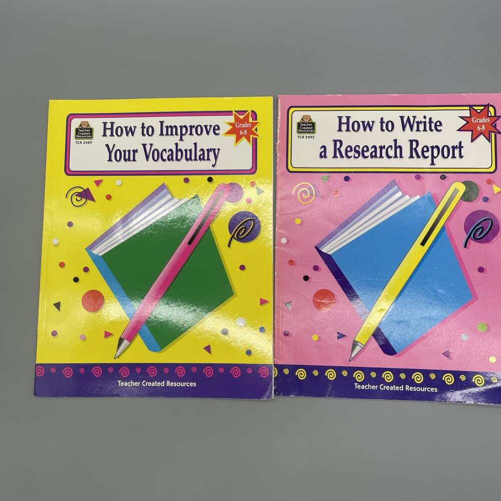 Lot Of 2 “How to” Books Gr 6-8 Write Research Paper & Improve Vocabulary TCR